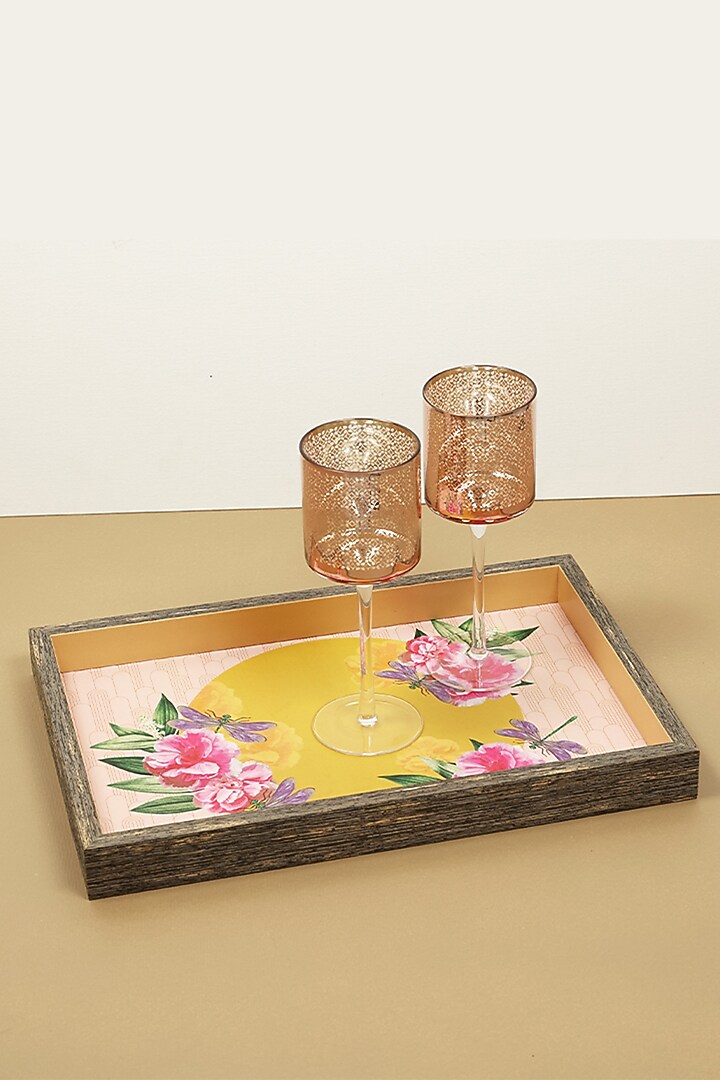 Yellow MDF & Velvet Tray by ICRAFT at Pernia's Pop Up Shop