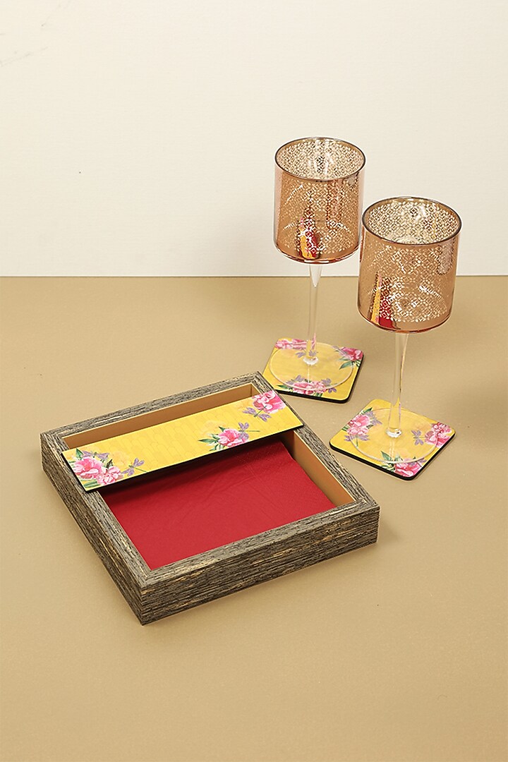 Yellow MDF & Velvet Tray by ICRAFT at Pernia's Pop Up Shop