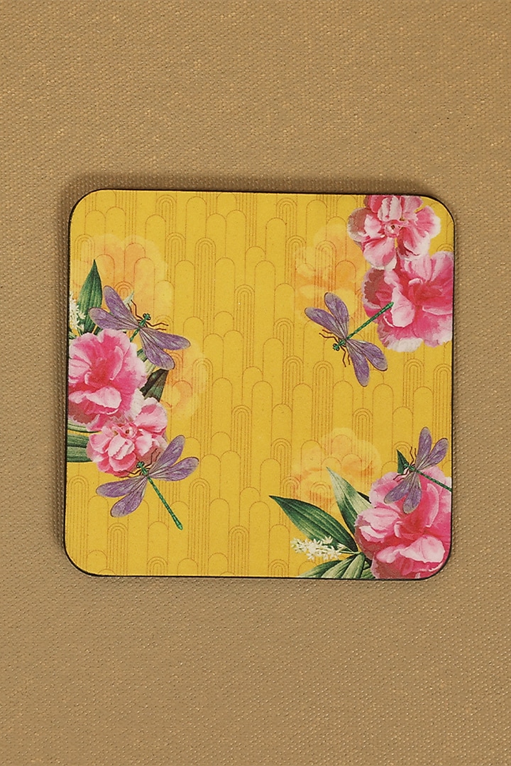Yellow MDF & Velvet Coasters (Set of 6) by ICRAFT at Pernia's Pop Up Shop