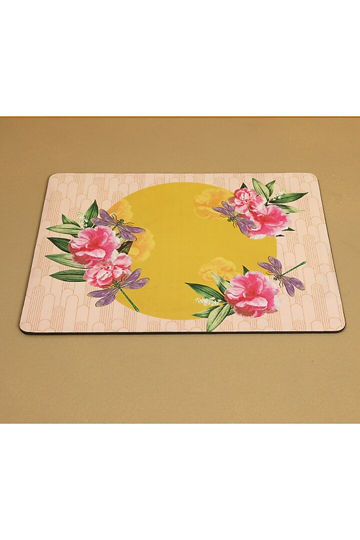 Yellow MDF & Velvet Placemats (Set of 6) by ICRAFT at Pernia's Pop Up Shop