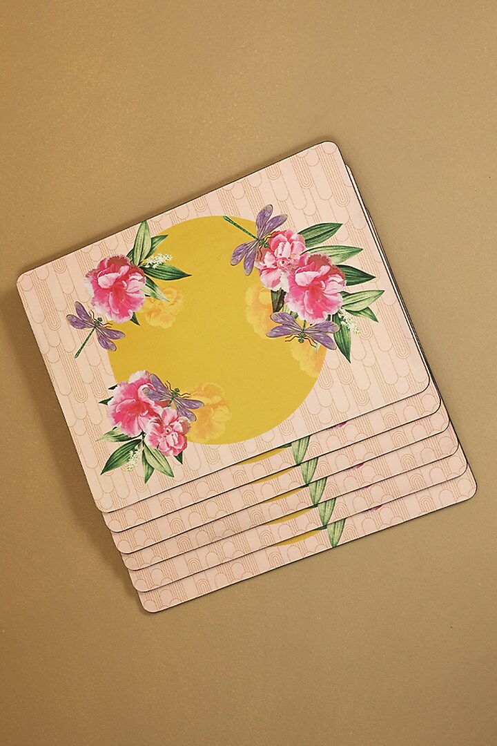 Yellow MDF & Velvet Placemats (Set of 6) by ICRAFT at Pernia's Pop Up Shop