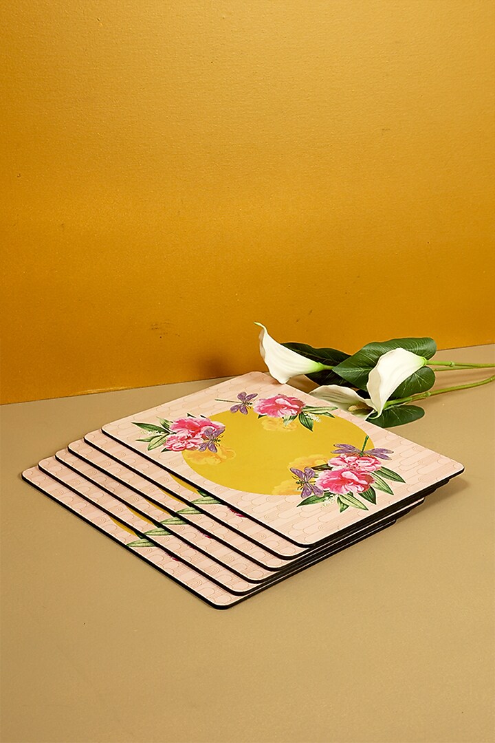 Yellow MDF & Velvet Placemats (Set of 6) by ICRAFT at Pernia's Pop Up Shop
