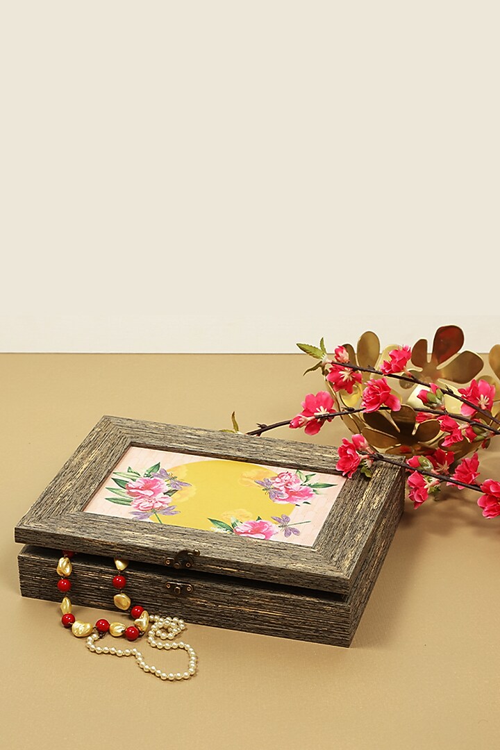 Yellow MDF & Velvet Rectangle Box by ICRAFT at Pernia's Pop Up Shop