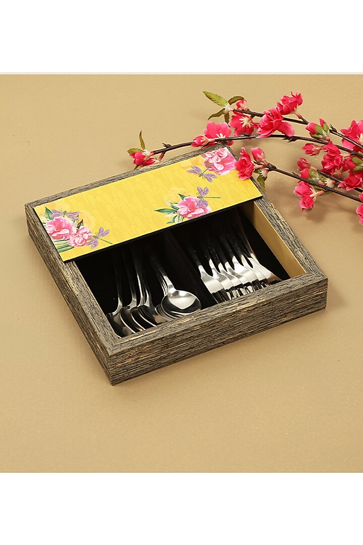 Yellow MDF & Velvet Tray by ICRAFT at Pernia's Pop Up Shop