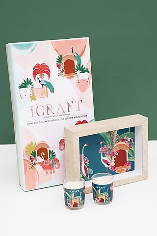 Teal Green Jharokha Printed Tray Hamper by ICRAFT