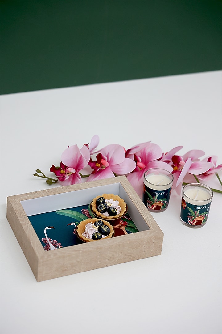 Teal Green Jharokha Printed Tray Hamper by ICRAFT at Pernia's Pop Up Shop