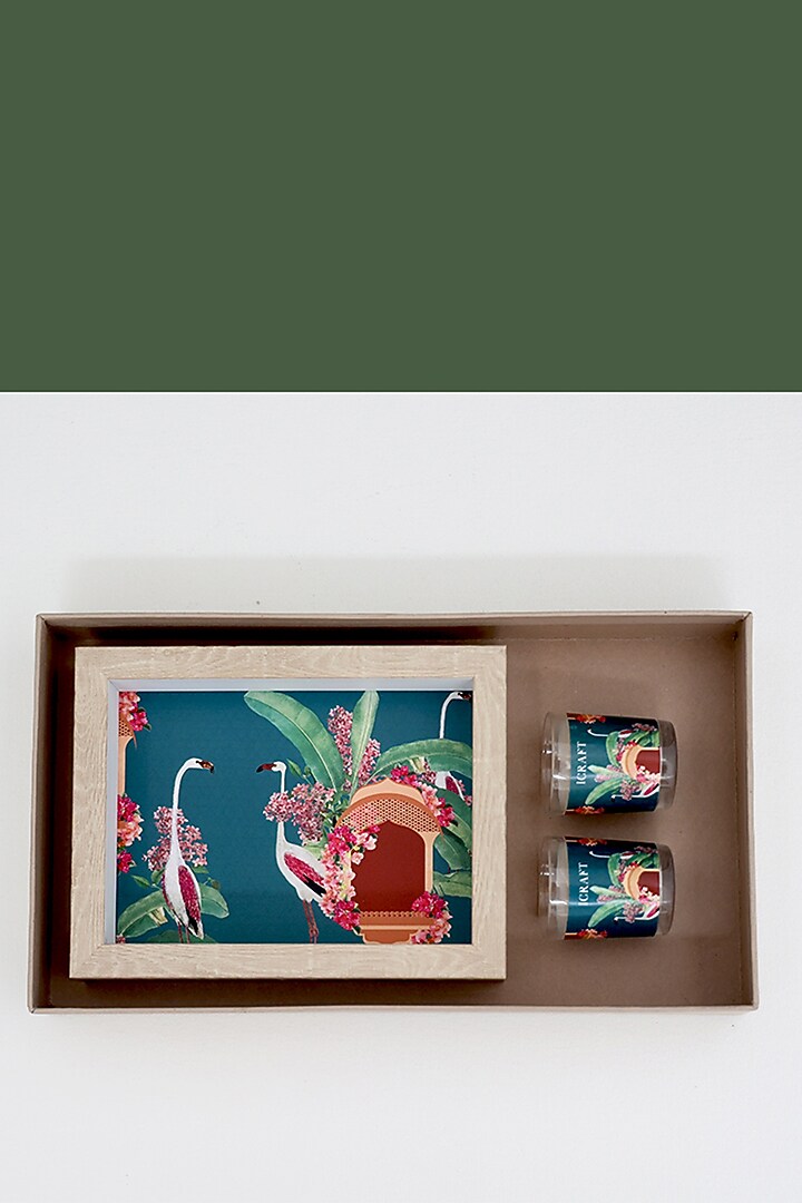 Teal Green Jharokha Printed Tray Hamper by ICRAFT at Pernia's Pop Up Shop