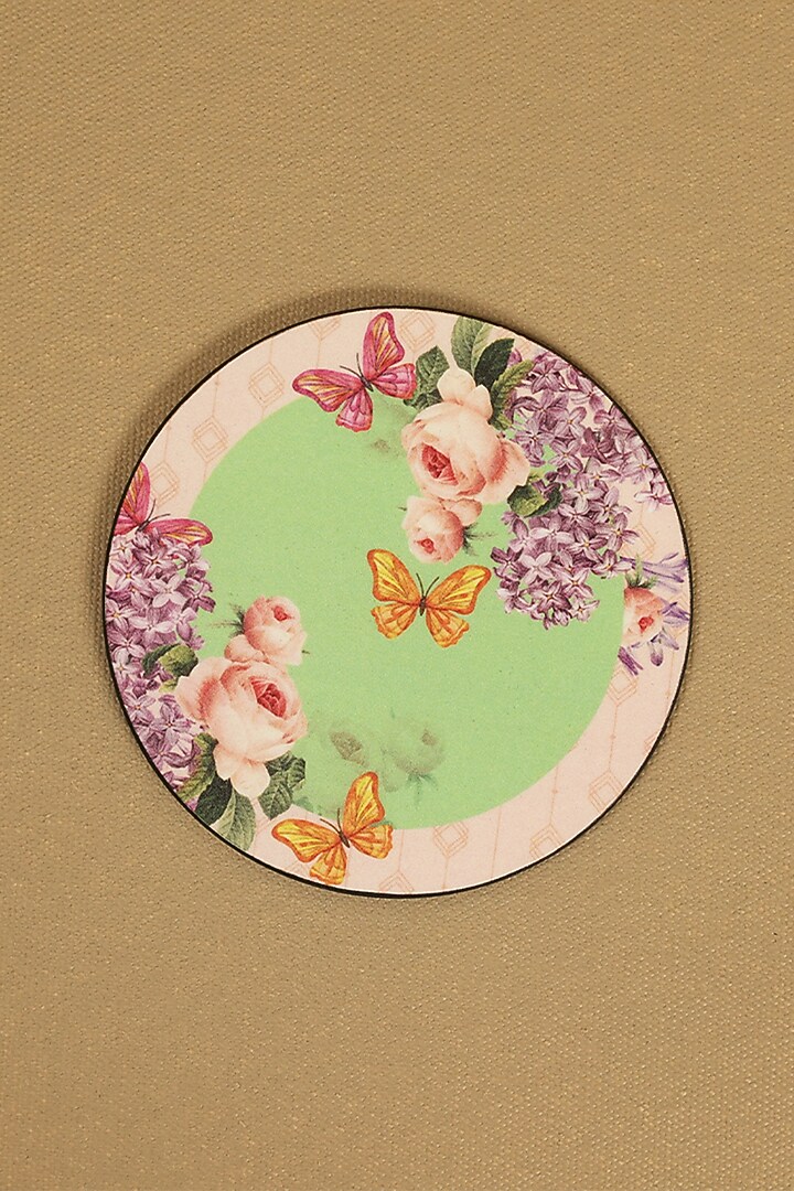 Mint MDF & Velvet Round Coasters - (Set of 6) by ICRAFT at Pernia's Pop Up Shop