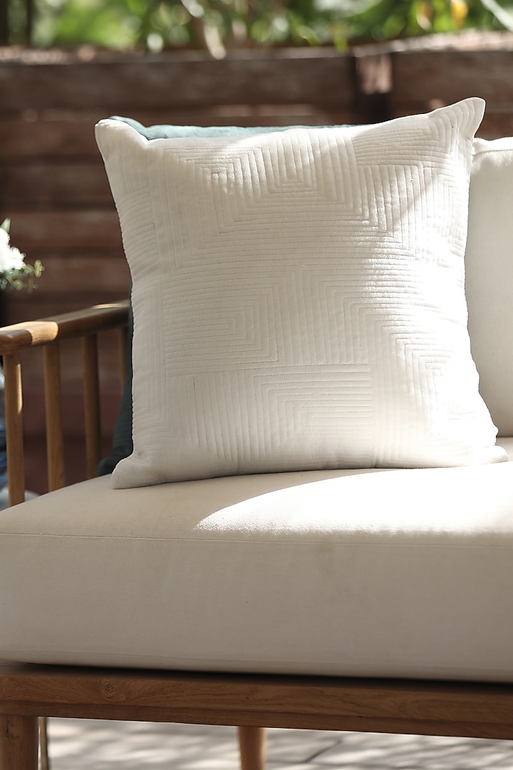 White Silk Velvet Cushion Cover by ICRAFT at Pernia's Pop Up Shop