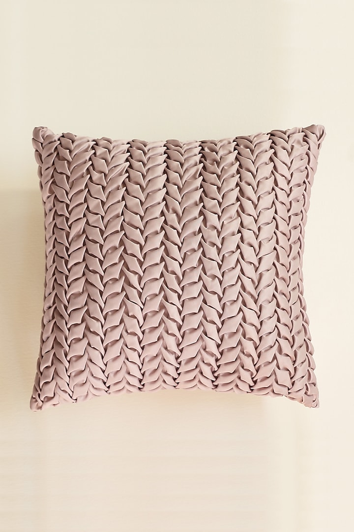 Blush Pink Tussar Satin Cushion Cover by ICRAFT