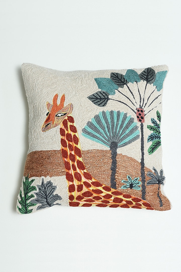 Multi-Colored Cotton Thread Embroidered Cushion Cover by ICRAFT at Pernia's Pop Up Shop