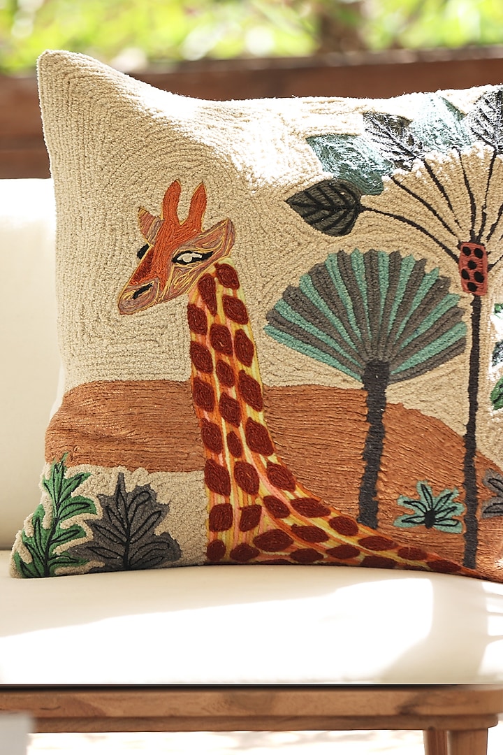 Multi-Colored Cotton Thread Embroidered Cushion Cover by ICRAFT at Pernia's Pop Up Shop