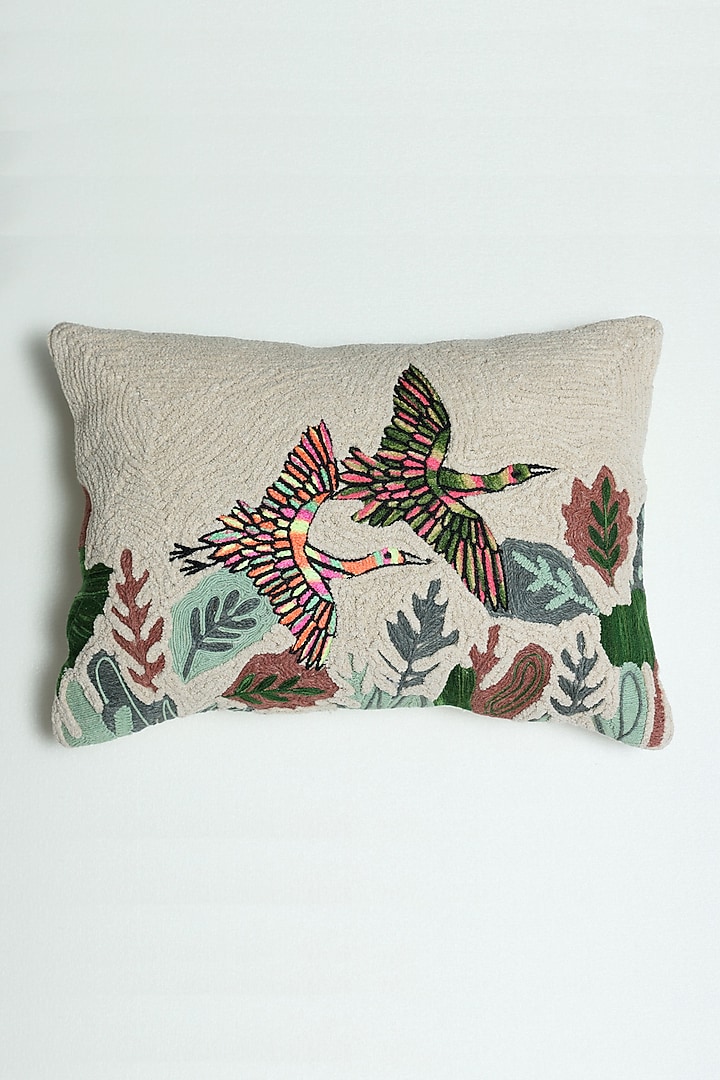 Multi-Colored Cotton Thread Embroidered Cushion Cover by ICRAFT at Pernia's Pop Up Shop