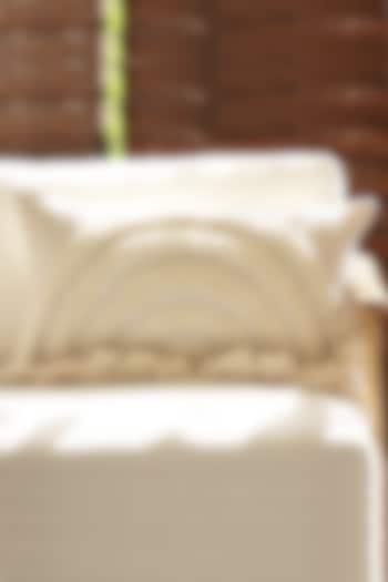 White Cotton Thread Embroidered Cushion Cover by ICRAFT at Pernia's Pop Up Shop
