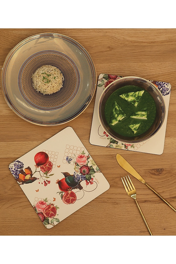 Multi-Colored Velvet Printed Square Trivets Set by ICRAFT at Pernia's Pop Up Shop