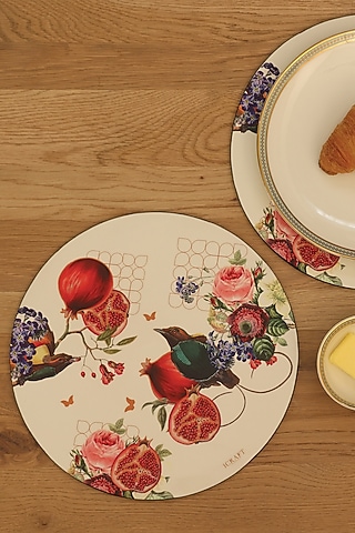 Multi-Colored MDF Printed Round Table Mats Set by ICRAFT