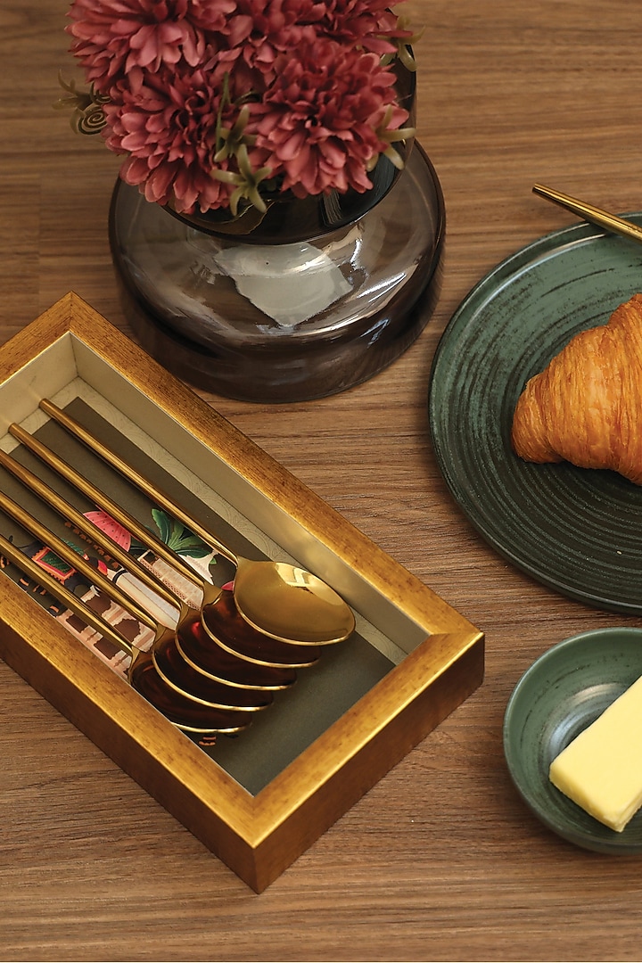 Gold MDF Printed Spoon Tray by ICRAFT at Pernia's Pop Up Shop
