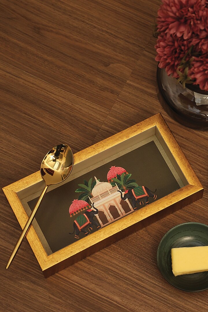 Gold MDF Printed Spoon Tray by ICRAFT at Pernia's Pop Up Shop