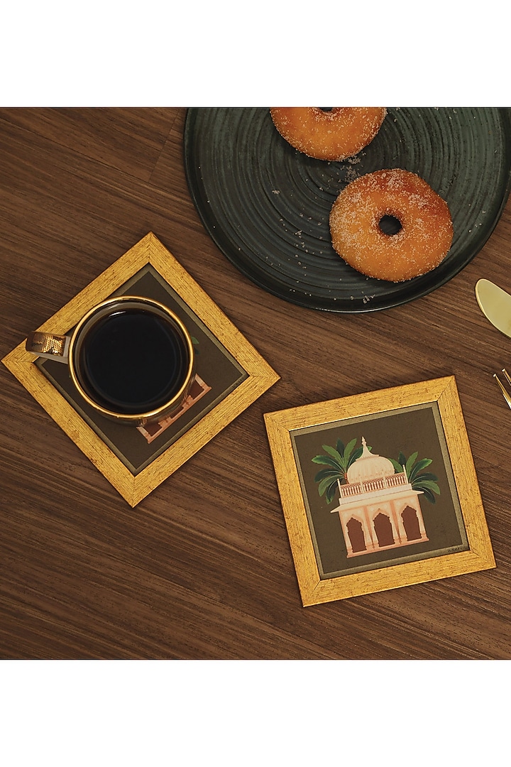 Multi-Colored MDF & Velvet Printed Coasters (Set of 2) by ICRAFT at Pernia's Pop Up Shop