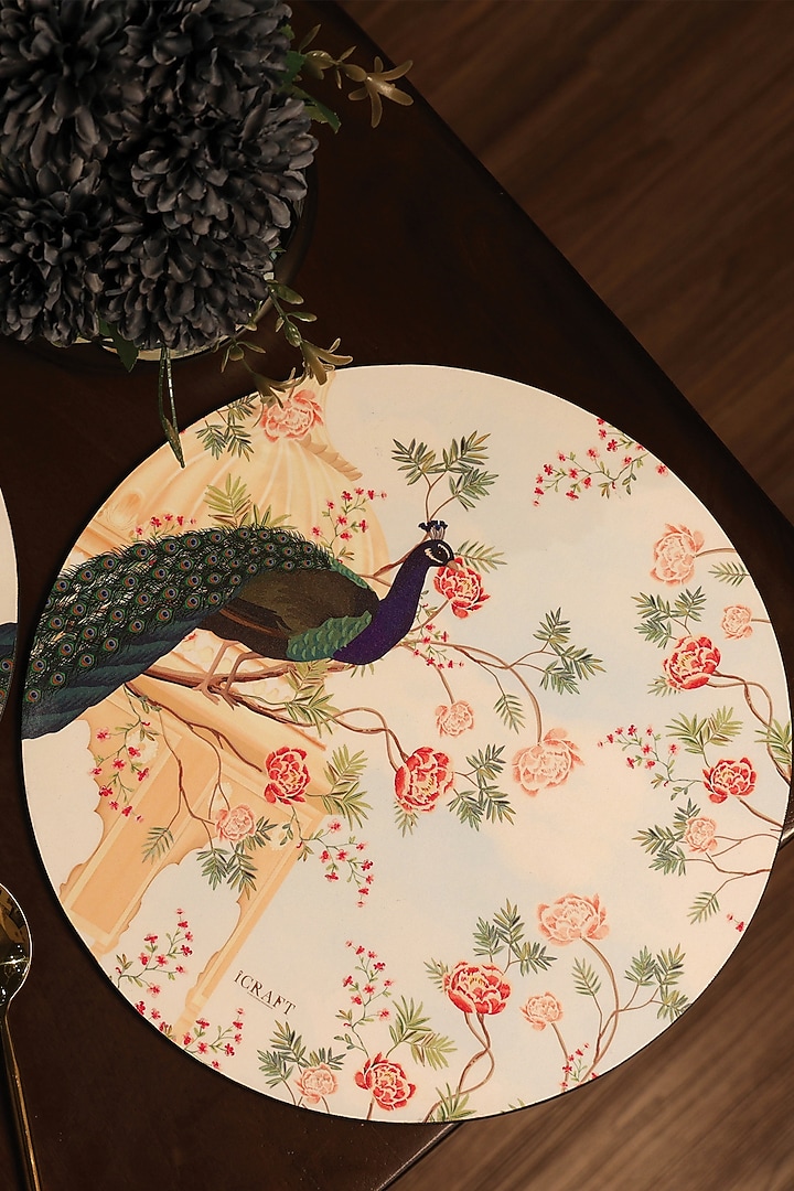 White MDF & Velvet Round Tablemats (Set of 6) by ICRAFT at Pernia's Pop Up Shop