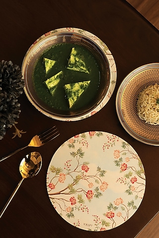 White MDF & Velvet Round Trivets (Set of 4) by ICRAFT