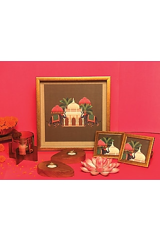 Multi-Colored MDF & Velvet Printed Gift Hamper (Set of 6) by ICRAFT
