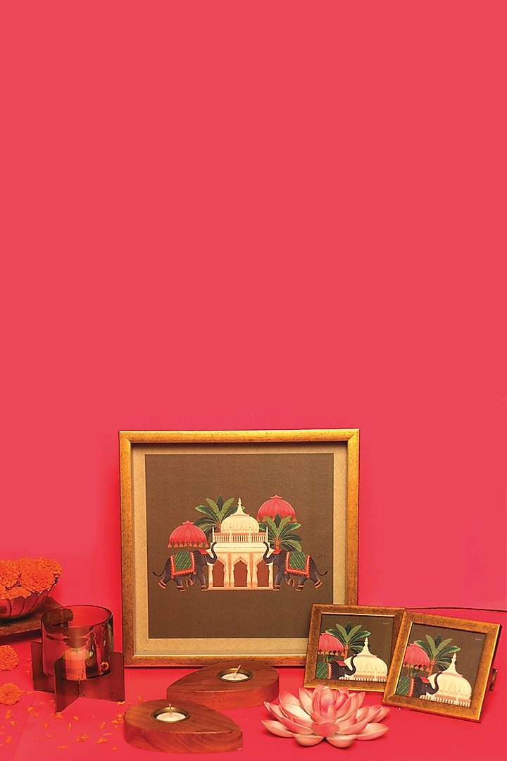 Multi-Colored MDF & Velvet Printed Gift Hamper (Set of 6) by ICRAFT at Pernia's Pop Up Shop