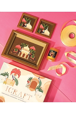 Multi-Colored MDF & Velvet Printed Gift Hamper (Set of 4) by ICRAFT