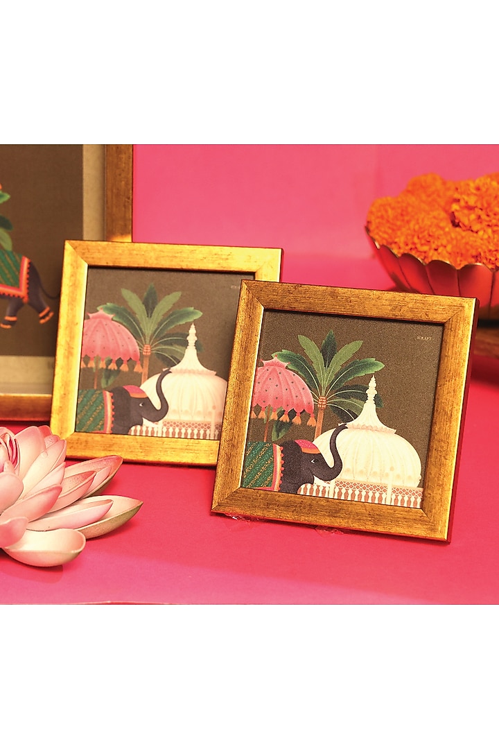 Multi-Colored MDF & Velvet Printed Gift Hamper (Set of 4) by ICRAFT at Pernia's Pop Up Shop