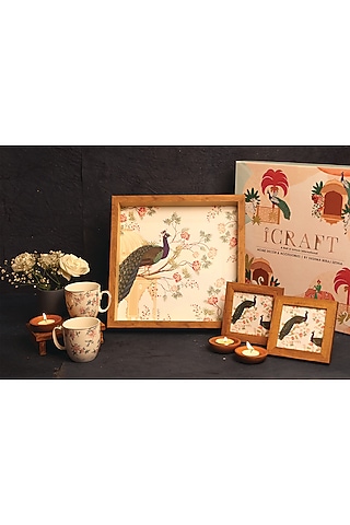 Multi-Colored MDF & Velvet Printed Gift Hamper (Set of 5) by ICRAFT