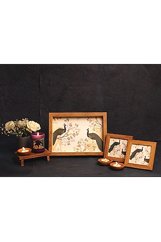 Multi-Colored MDF & Velvet Printed Gift Hamper (Set of 4) by ICRAFT