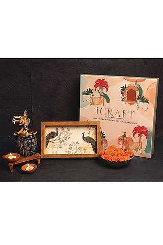 Multi-Colored MDF & Velvet Printed Gift Hamper (Set of 2) by ICRAFT