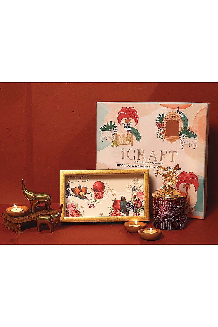 Multi-Colored MDF & Velvet Printed Gift Hamper (Set of 2) by ICRAFT