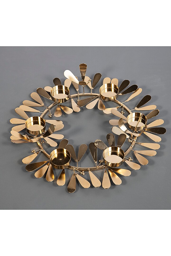 Gold Tea Light Wreath With Candles by ICRAFT at Pernia's Pop Up Shop
