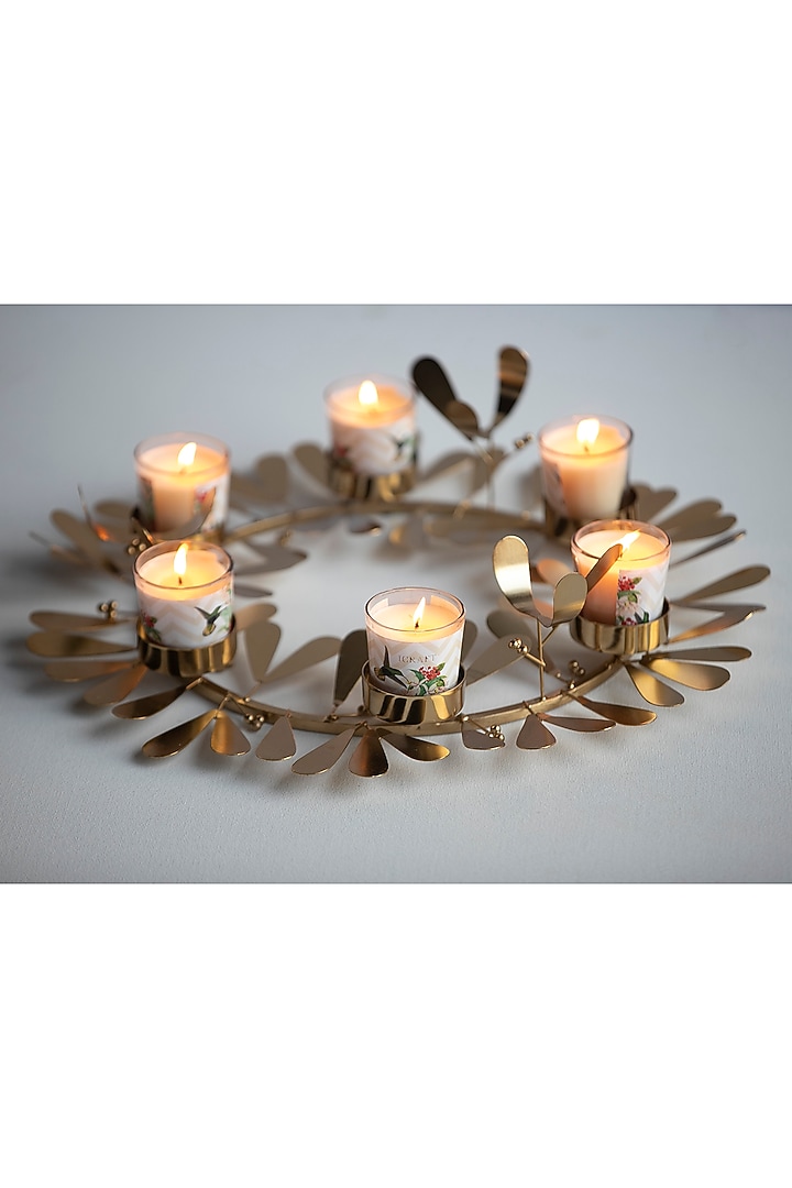 Gold Tea Light Wreath With Candles by ICRAFT at Pernia's Pop Up Shop