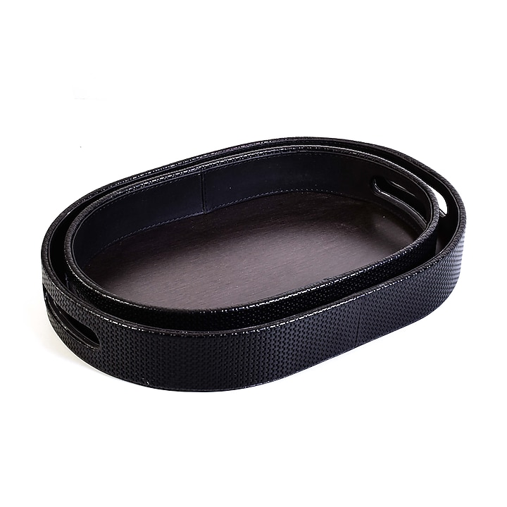 Black Leatherette & Wood Capsule Tray by ICHKAN at Pernia's Pop Up Shop