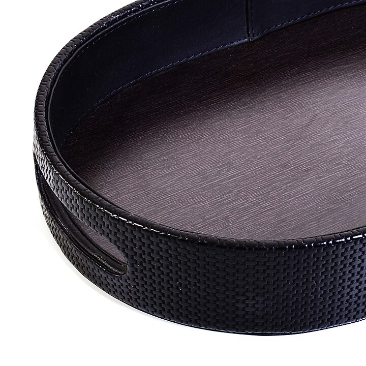 Black Leatherette & Wood Capsule Tray by ICHKAN at Pernia's Pop Up Shop