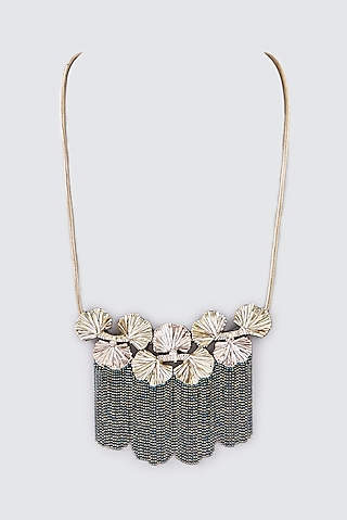 Zardosi Embroidered Long Necklace  by Iguana By Swasti Parekh