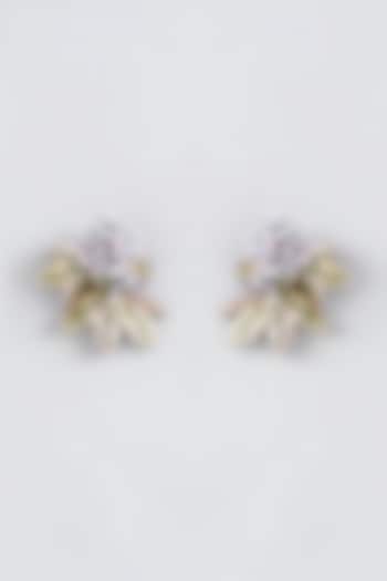 Mukaish & Zardosi Embroidered Floral Stud Earrings by Iguana By Swasti Parekh