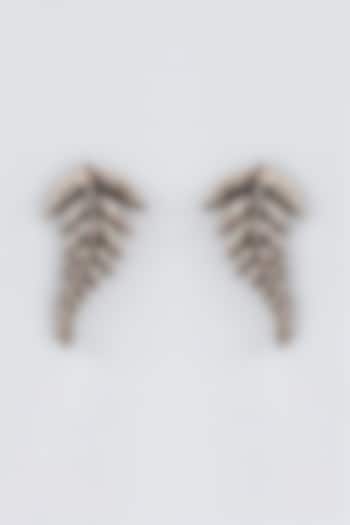 Mukaish & Zardosi Embroidered Fern Stud Earrings by Iguana By Swasti Parekh at Pernia's Pop Up Shop