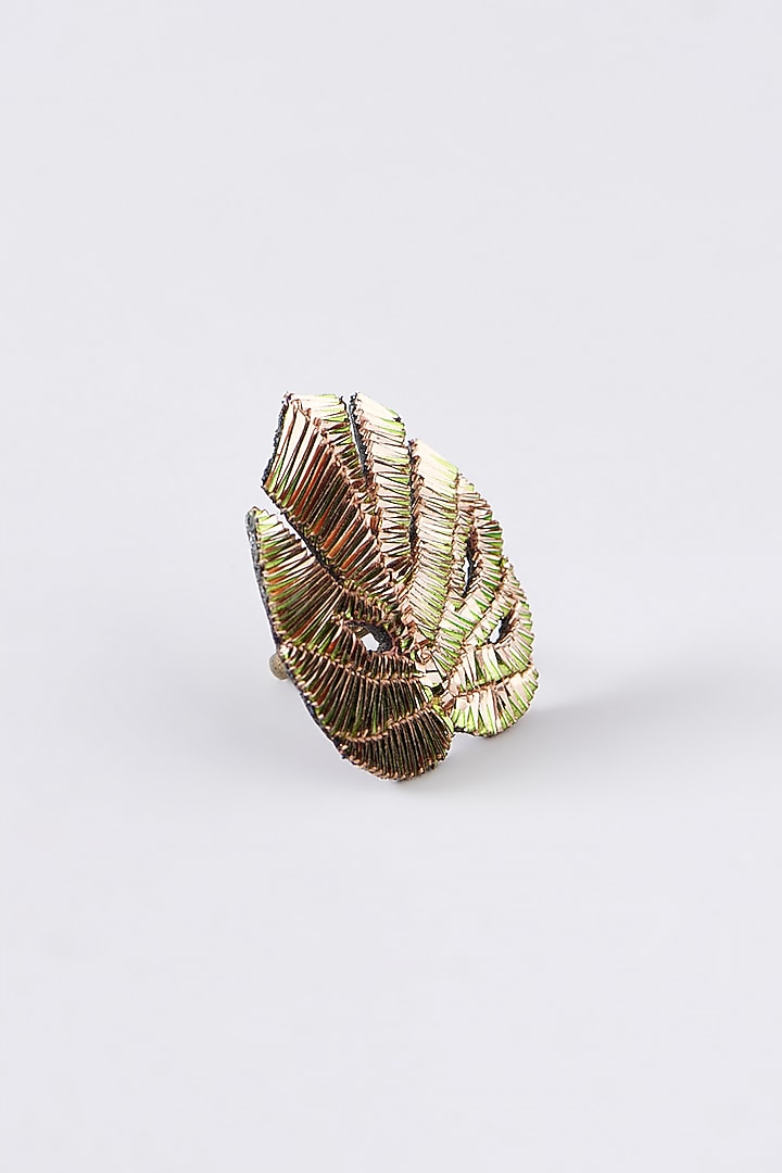 Mukaish & Zardosi Embroidered Ring by Iguana By Swasti Parekh at Pernia's Pop Up Shop