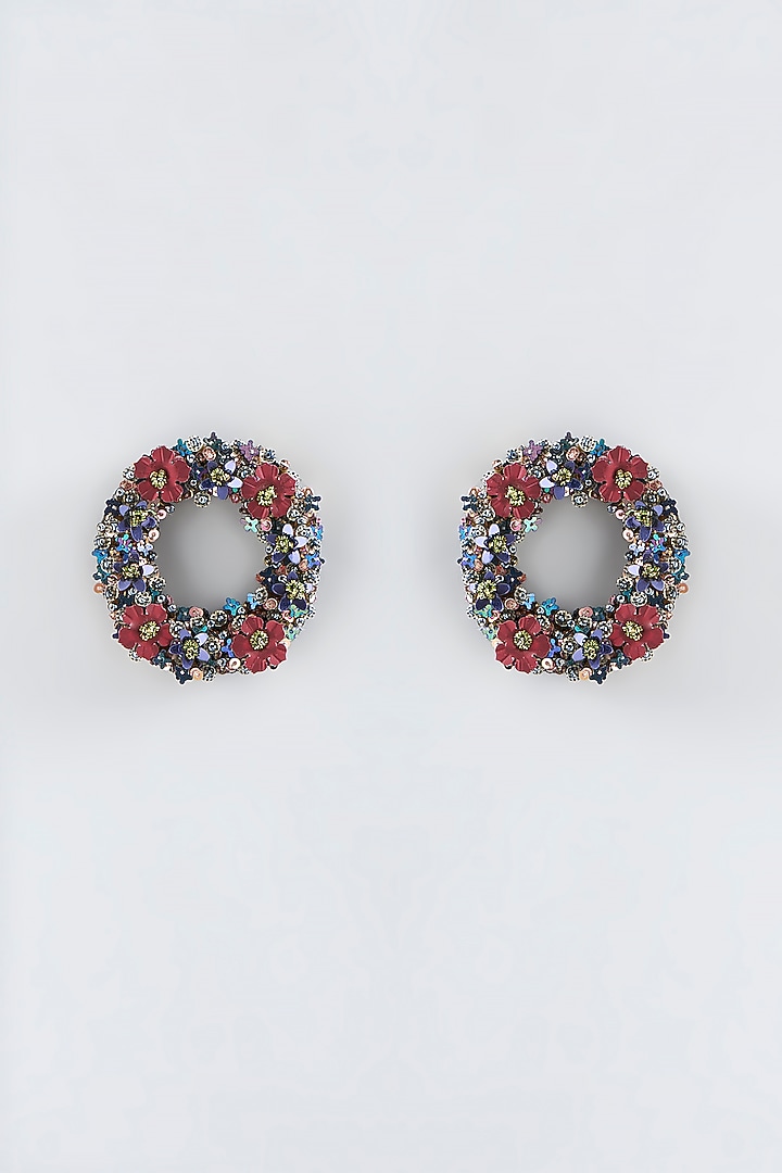 Mukaish & Zardosi Embroidered Stud Earrings by Iguana By Swasti Parekh at Pernia's Pop Up Shop