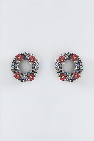 Mukaish & Zardosi Embroidered Stud Earrings by Iguana By Swasti Parekh