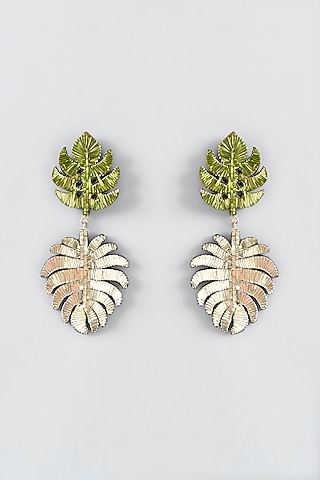 Mukaish & Zardosi Embroidered Duo Dangler Earrings by Iguana By Swasti Parekh