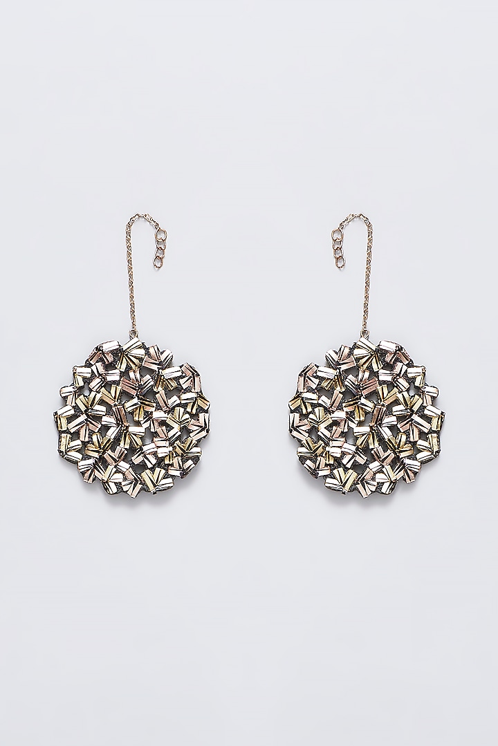 Multi-Colored Hand Embroidered Stud Earrings by Iguana By Swasti Parekh at Pernia's Pop Up Shop