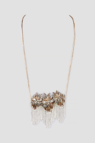 Multi-Colored Hand Embroidered Long Necklace by Iguana By Swasti Parekh