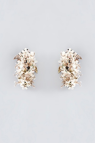 Multi-Colored Hand Embroidered Stud Earrings by Iguana By Swasti Parekh