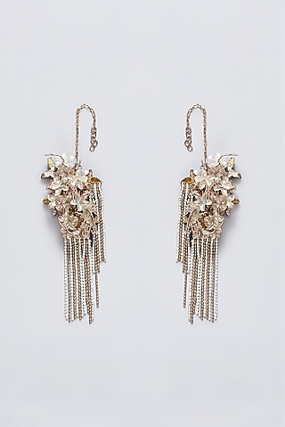 Multi-Colored Hand Embroidered Dangler Earrings by Iguana By Swasti Parekh