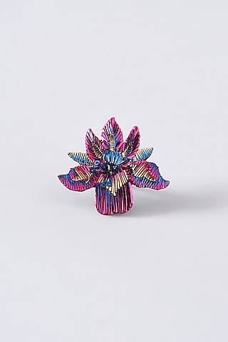 Multi-Colored Hand Embroidered Stud Earrings by Iguana By Swasti Parekh