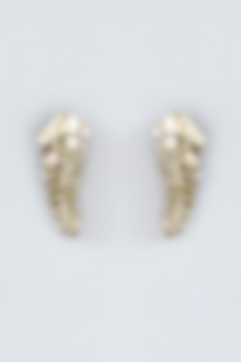 Mukaish & Zardosi Embroidered Fern Stud Earrings by Iguana By Swasti Parekh at Pernia's Pop Up Shop